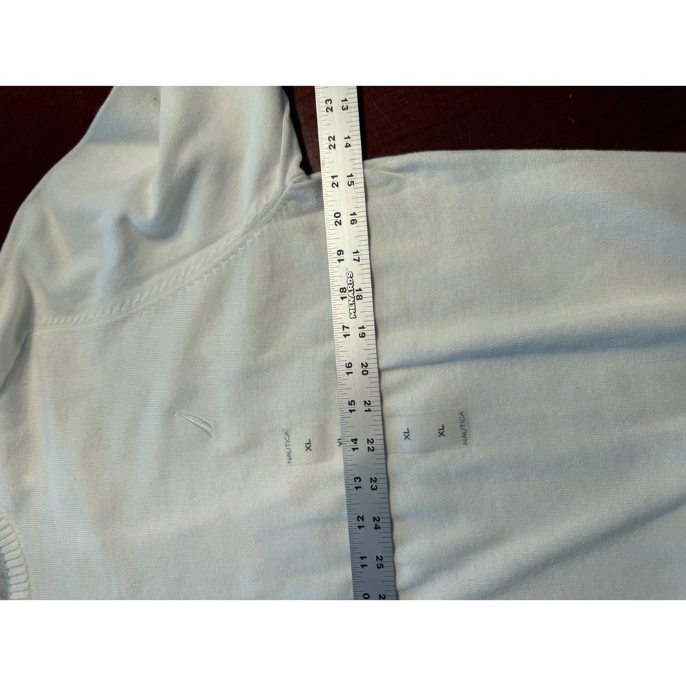 NAUTICA Men's XL White Crewneck Sweater preppy embroidered navy logo - Picture 6 of 8